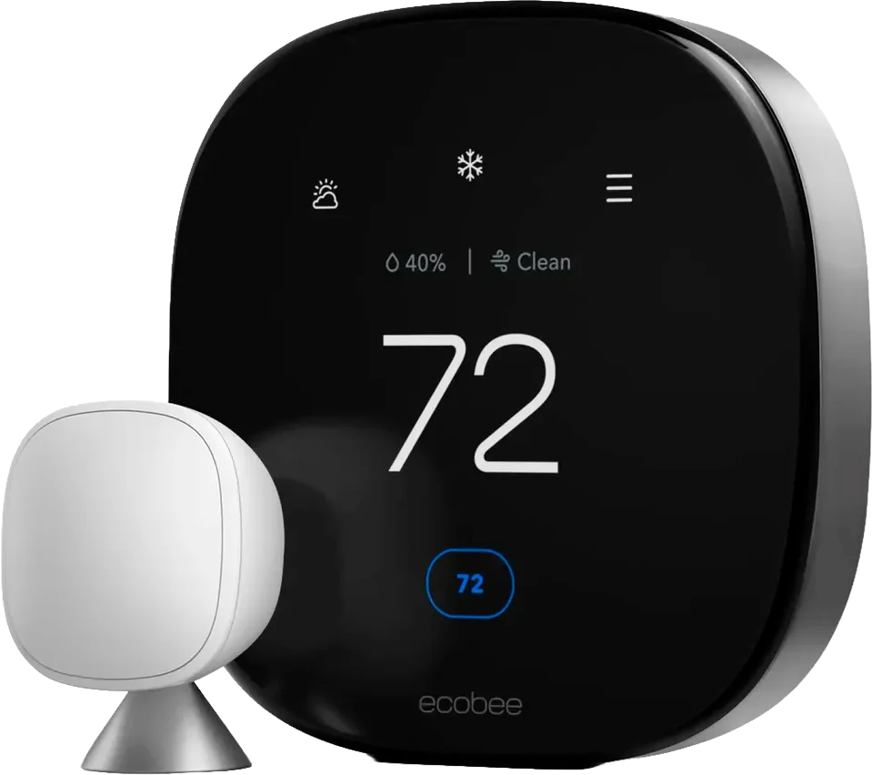 Termostato ecobee acompanhado de sensor de ambiente