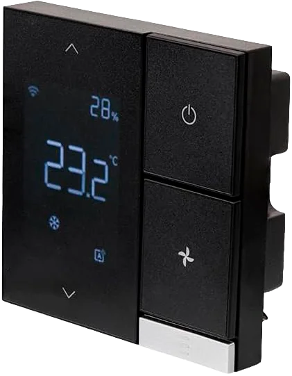 Controle de parede com tela de temperatura e teclas físicas